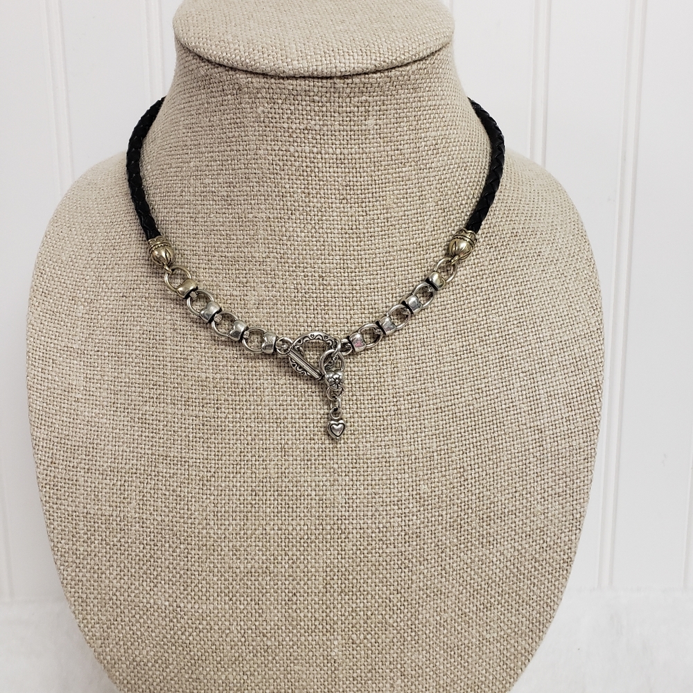 Brighton Black Leather Front Toggle Necklace - image 2